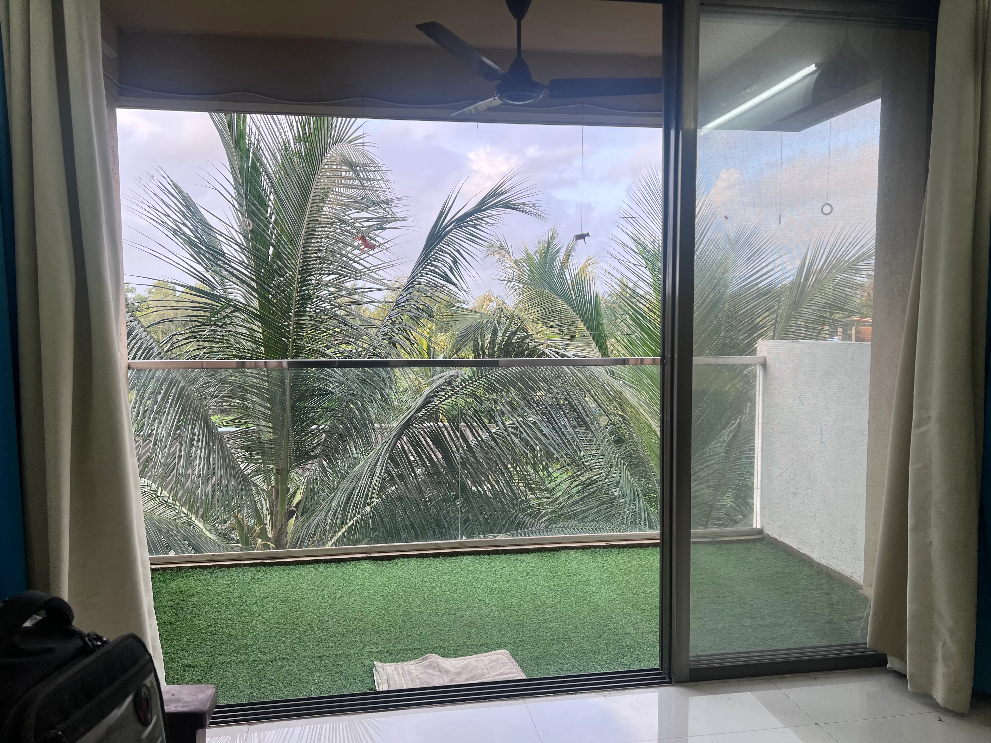 Living Room Balcony — furnished 1BHK flat in Kihim, Alibaug
