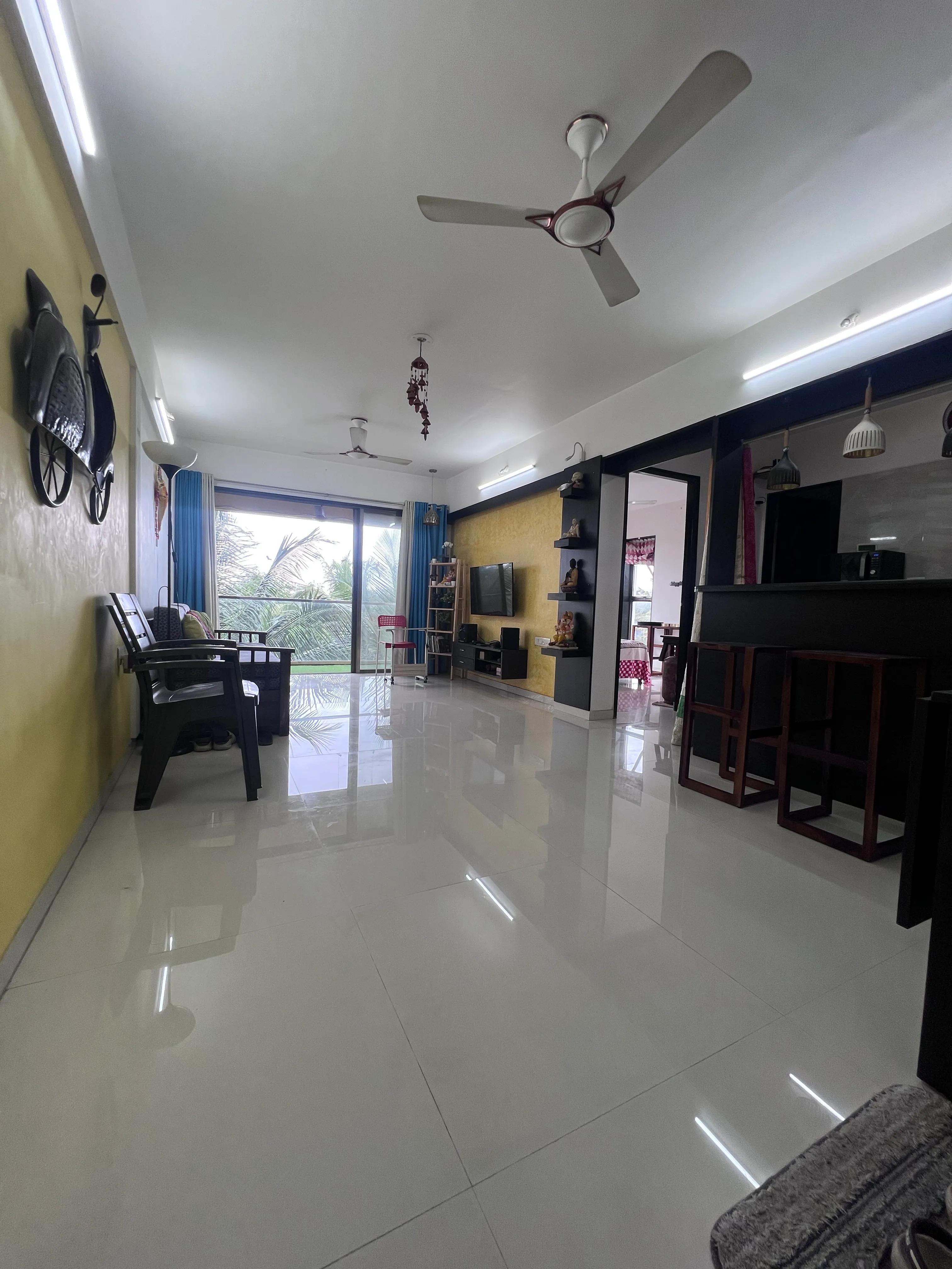 Living Room Entrance View — furnished 1BHK flat in Kihim, Alibaug